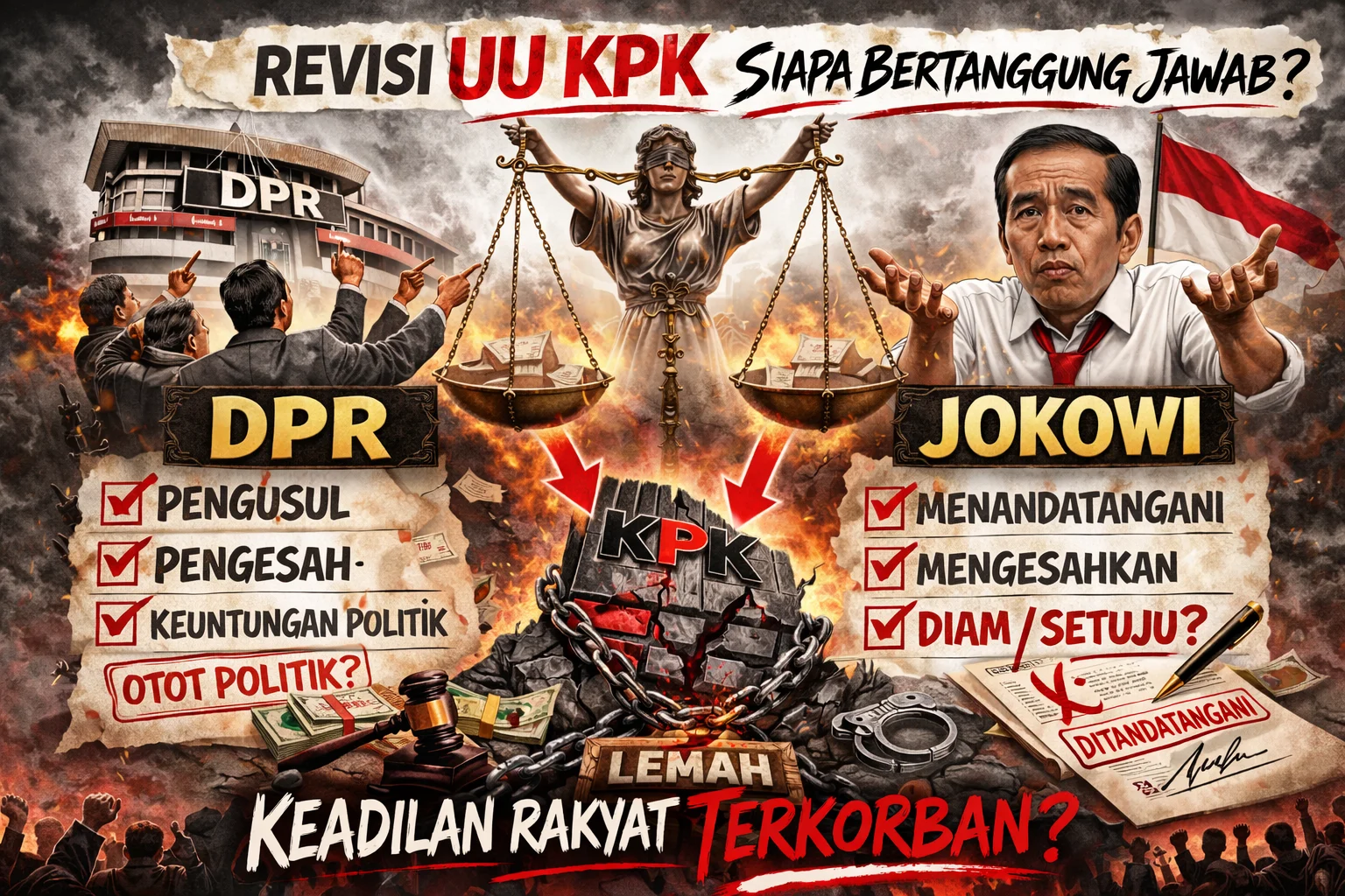 Gambar ilustrasi saling lempar tanggungjawab terkait revisi UU KPK