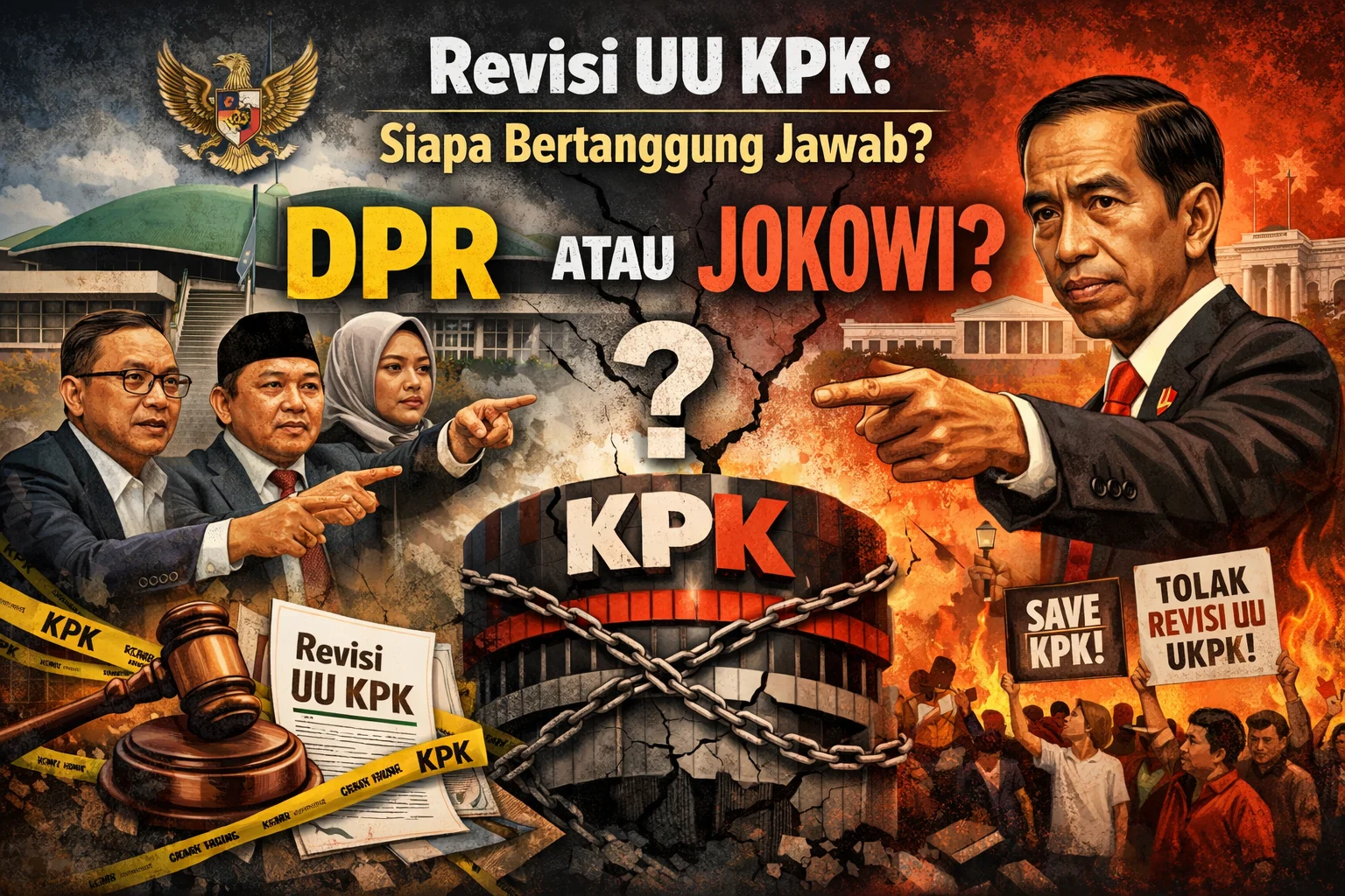 Gambar ilustrasi saling lempar tanggungjawab terkait revisi UU KPK