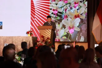 Presiden Prabowo dalam pidatonya di acara Business Summit di US Chamber of Commerce, Washington DC, Amerika Serikat (AS).