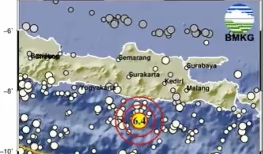 Gempa Magnitudo 6,4 Guncang Tenggara Pacitan, Jawa Timur. (Sumber: X/@InfoBMKG)