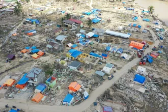 Foto udara kondisi Desa Kota Lintang pascabanjir bandang di Desa Kota Lintang, Kabupaten Aceh Tamiang, Aceh, Sabtu (24/1/2026). ANTARA FOTO/Nova Wahyudi/nym.