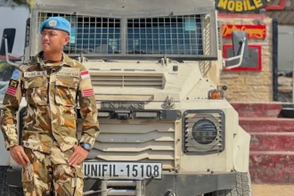 Praka Farizal Rhomadhon anggota TNI penjaga perdamaian Indonesia yang bertugas di bawah United Nations Interim Force in Lebanon (UNIFIL)