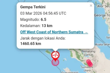 Ilustrasi peta lokasi gempa