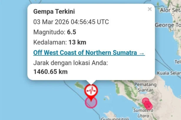 Ilustrasi peta lokasi gempa