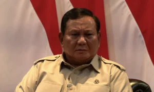 Presiden Prabowo Subianto saat menjawab pertanyaan jurnalis.