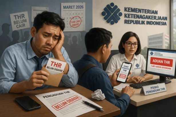 Ilustrasi THR Belum Dibayarkan Perusahaan. (Sumber: Gambar Dibuat AI)