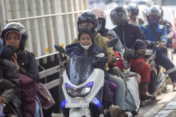 Pemudik melintas di jalur Pantura Lohbener, Indramayu, Jawa Barat