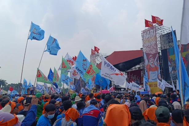 Ilustrasi demo buruh 2025