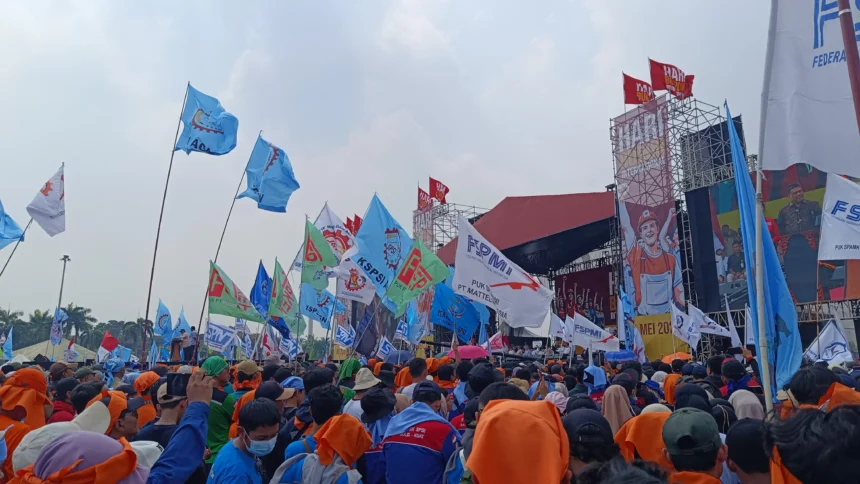 Ilustrasi demo buruh 2025