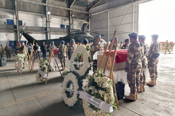 Upacara pelepasan jenazah tiga anggota TNI yang gugur saat melaksanakan misi perdamaian di Lebanon, dilaksanakan di Bandara Internasional Rafic Hariri