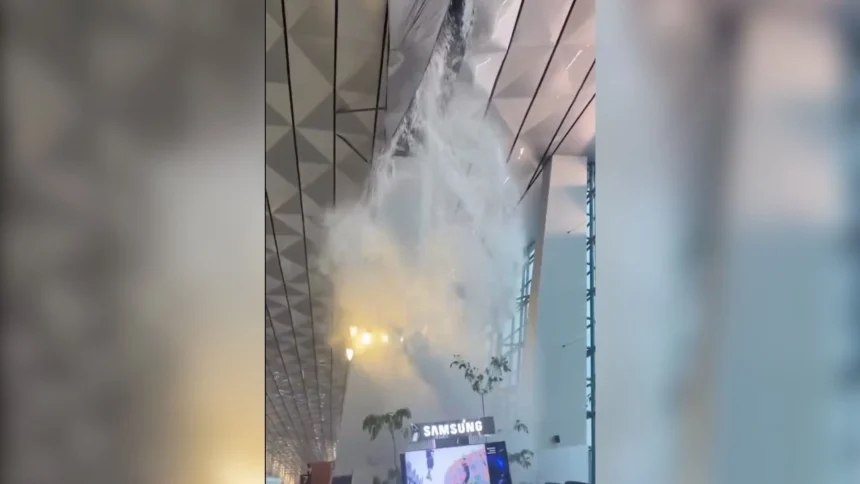 Atap Bandara Soetta Bocor. (Sumber: X/@MangAgus_10)