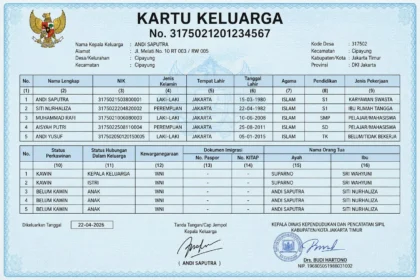 Ilustrasi kartu keluarga.