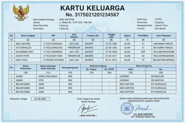 Ilustrasi kartu keluarga.