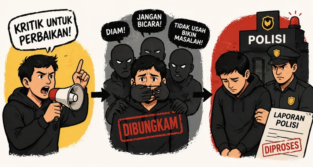 Gambar ilustrasi pembungkaman kritik