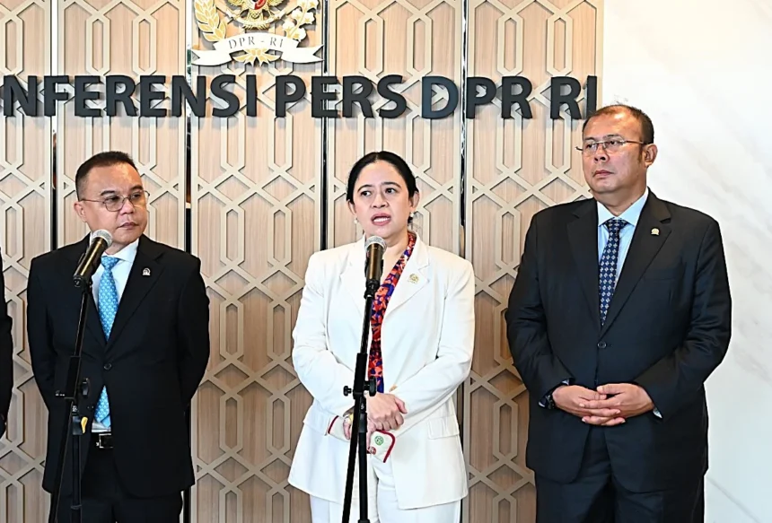 Ketua DPR RI Puan Maharani saat melakukan konfrensi pers