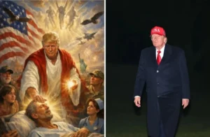 Gambar AI yang diposting Donald Trump. (Sumber: Newsweek)