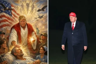 Gambar AI yang diposting Donald Trump. (Sumber: Newsweek)