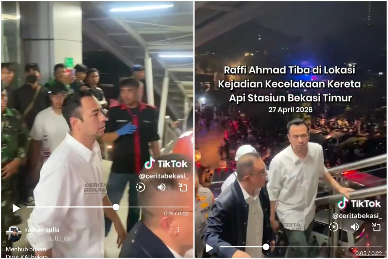 Raffi Ahmad Tinjau Evakuasi KRL