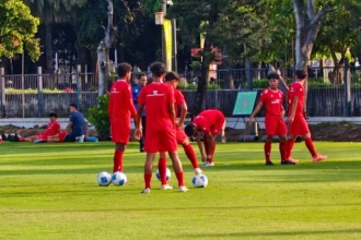 Latihan Timnas Indonesia U-17 di Lapangan A GBK, Senayan, Jumat 24 April 2026