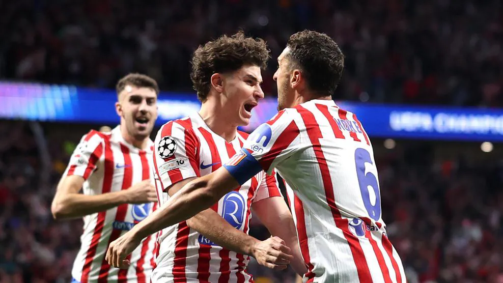 Selebrasi pemain Atletico Madrid usai membawa hasil imbang melawan Arsenal
