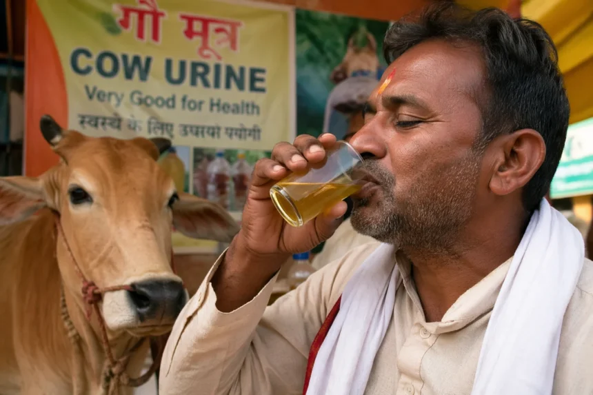 Ilustrasi tradisi minum urine sapi