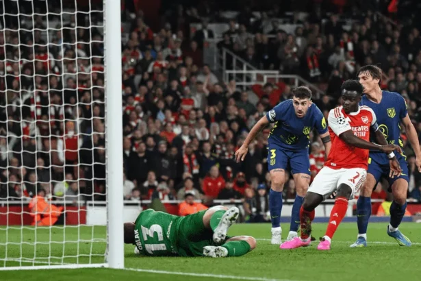 Bukayo Saka menjadi pahlawan Arsenal usai mencetak satu-satunya gol ke gawang Atletico Madrid