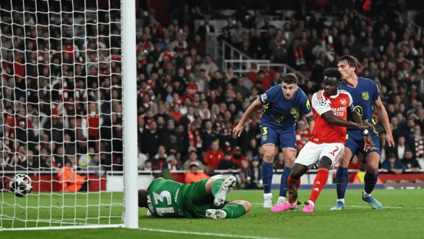 Bukayo Saka menjadi pahlawan Arsenal usai mencetak satu-satunya gol ke gawang Atletico Madrid