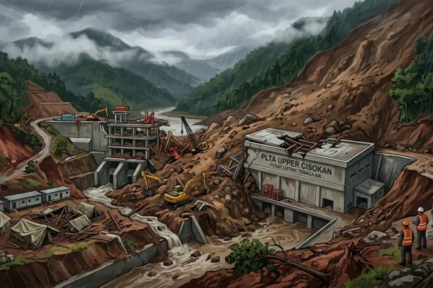 Ilustrasi Proyek PLTA Upper Cisokan Tertimpa Longsor