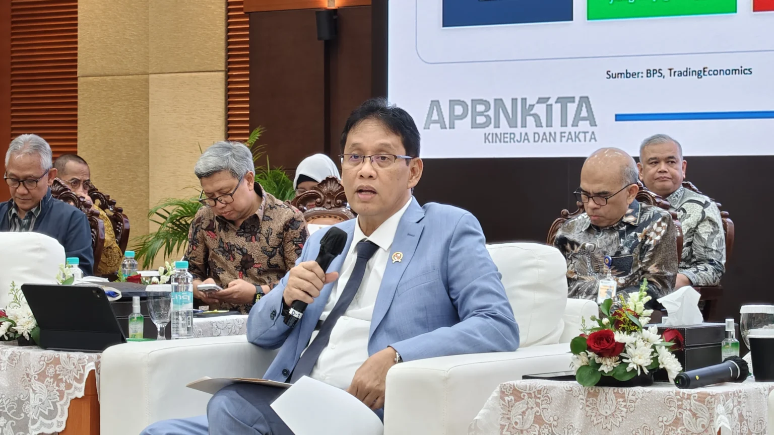 Menteri Keuangan Purbaya Yudhi Sadewa di APBN KiTA April 2026.(sumber: Owrite/Anisa Aulia)
