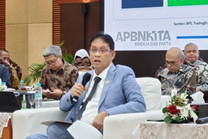 Menteri Keuangan Purbaya Yudhi Sadewa di APBN KiTA April 2026.(sumber: Owrite/Anisa Aulia)