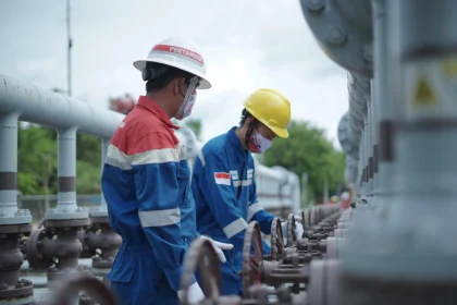 Kegiatan pegawai Pertamina EP (PEP) Limau Field.