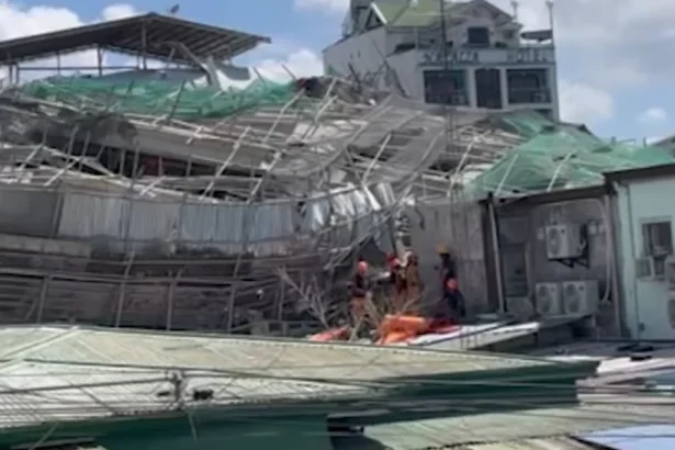 Tangkapan layar runtuhnya gedung 9 lantai di Filipina
