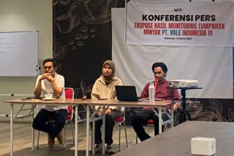Walhi Ekspose Hasil Monitoring Tumpahan Minyak PT Vale Indonesia. (Sumber: Dok. Walhi)