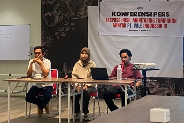 Walhi Ekspose Hasil Monitoring Tumpahan Minyak PT Vale Indonesia. (Sumber: Dok. Walhi)