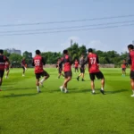 Persija melakukan latihan jelang lawan Persib di Persija Training Ground, Sawangan, Kamis 7 Mei 2026