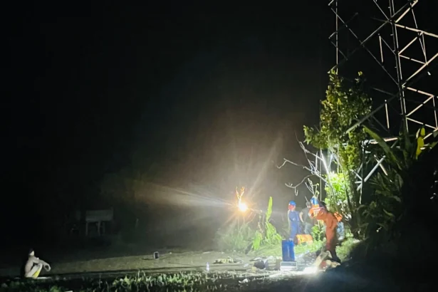 Tim Teknis PLN memperbaiki Listrik di Wilayah Sumatera. (Sumber: Dok. PLN)