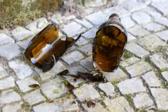 Pecahan botol.