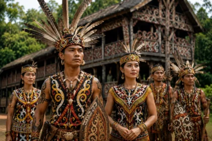 ilustrasi suku dayak