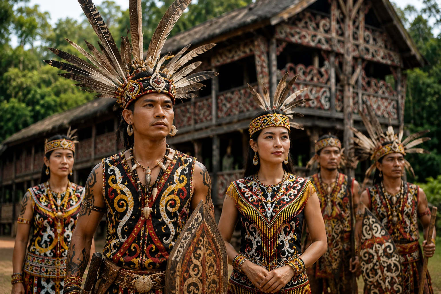 ilustrasi suku dayak