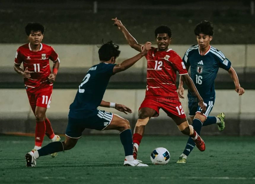 Pertandingan Timnas Indonesia U-17 melawan Jepang U-17 di Piala Asia U-17