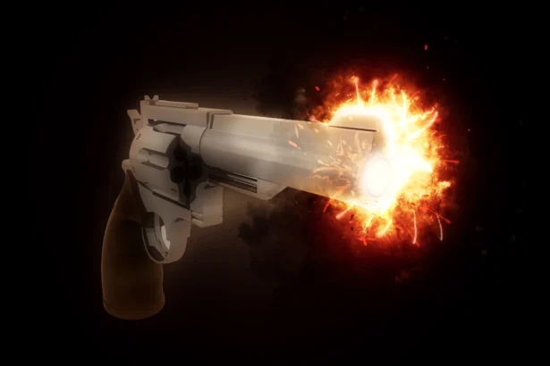 Gambar ilustrasi senjata api pistol meletus
