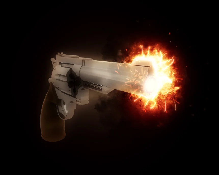 Gambar ilustrasi senjata api pistol meletus
