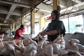 Aktifitas pedagang di salah satu pasar di Jakarta