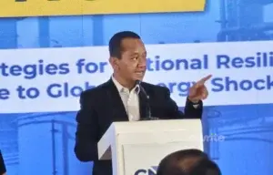Menteri ESDM Bahlil Lahadalia dalam acara CNBC Energy Forum 2026 di Jakarta, Kamis, 25 Juni 2026. (Sumber: Owrite/Natania Longdong)