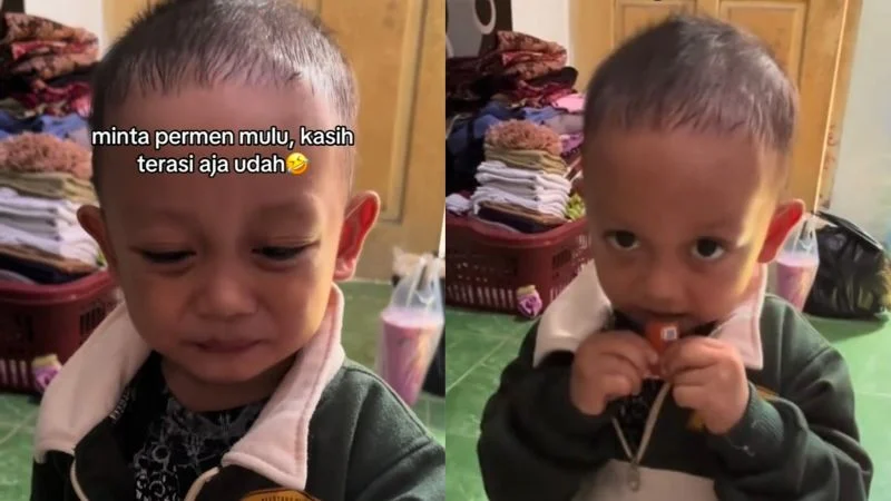 Viral ibu beri anak terasi untuk stop kebiasaan minta permen.