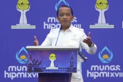 Menteri ESDM Bahlil Lahadalia saat pembukaan acara Munas Hipmi XVIII di Bandar Lampung. (Foto: YouTube Setpres).