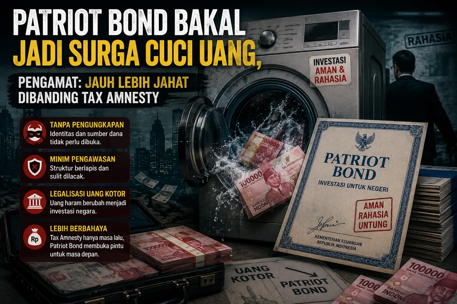 Partiot Bond Bakal Jadi Surga Cuci Uang. (Gambar dibuat AI)