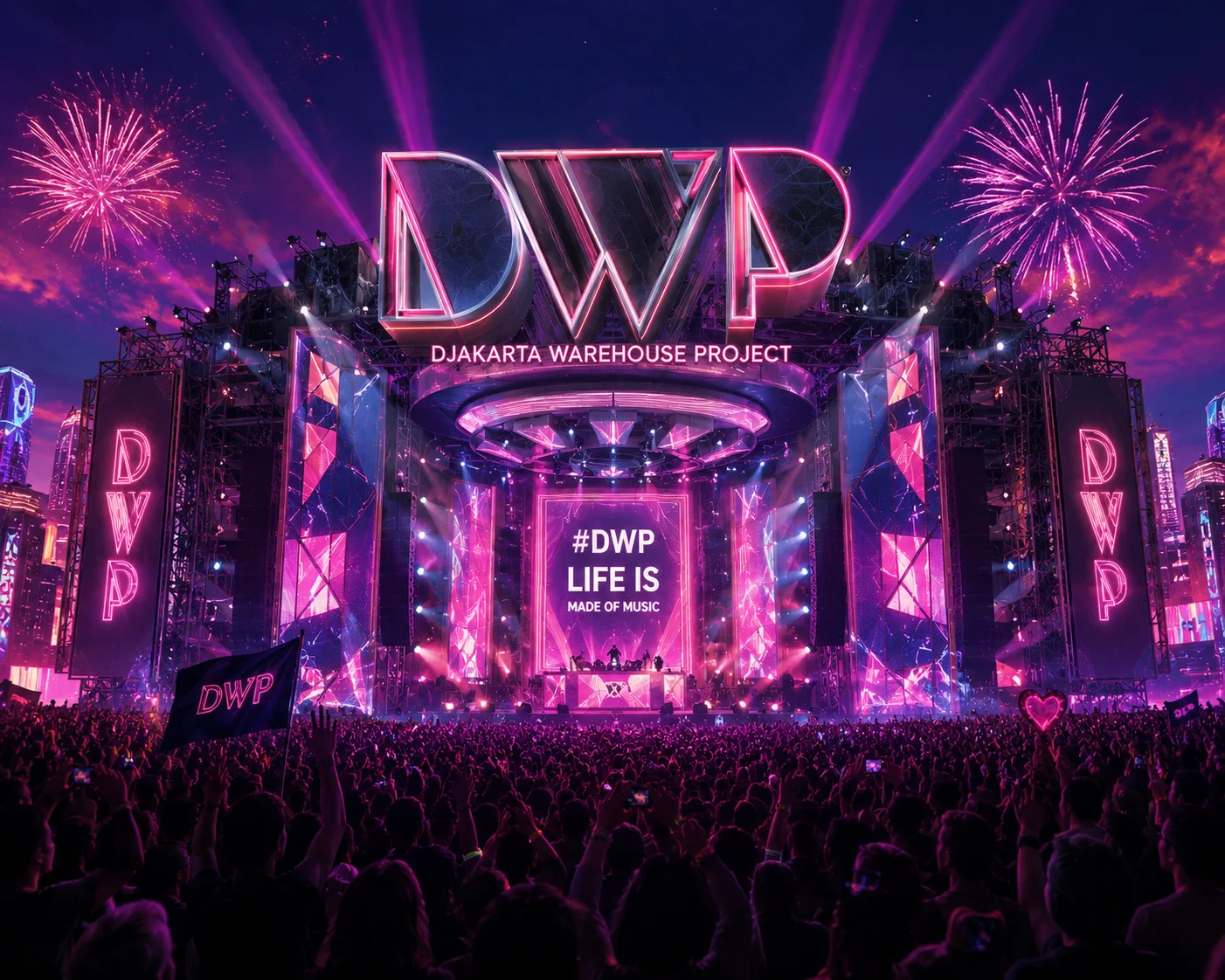 Ilustrasi Djakarta Warehouse Project oleh AI.