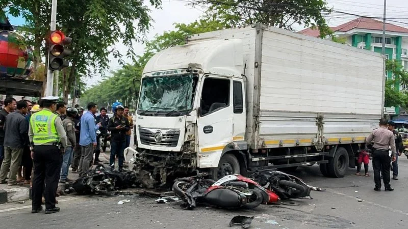 Ilustrasi kecelakaan truk box di Bekasi, Jawa Barat.