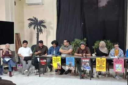 Koalisi Masyarakat Sipil merepons perihal revisi UU HAM, 25 Juni 2026, di YLBHI, Jakarta Pusat.